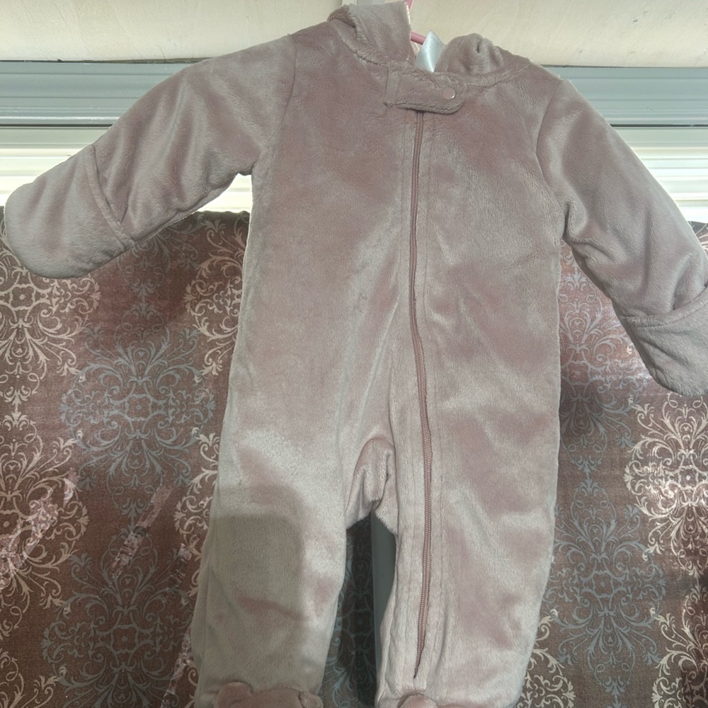 Plush Baby One-Piece Footed Sleeper - Dusty Pink